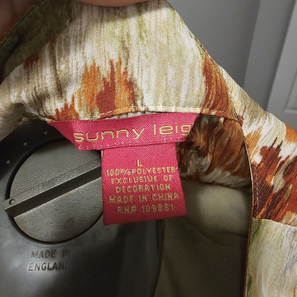Sunny Leigh Floral Multicolor Sleeveless Dress Sheer Sz Large - Picture 4 of 10